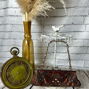 Beaded clutch with beaded strap